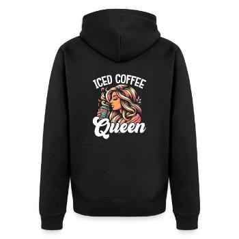 Iced Coffee Queen - Unisex Premium Bio Zip Hoodie - Schwarz - Hinten - Nico (187cm)