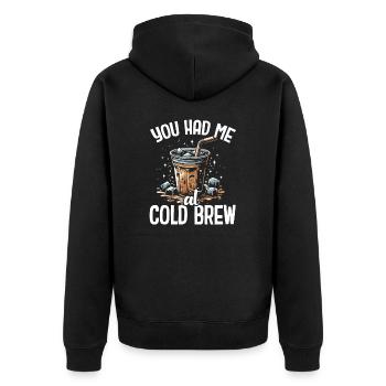Tu m'as eu à l'infusion froide - Veste à capuche bio Premium Unisexe - noir - Dos - Nico (187cm)