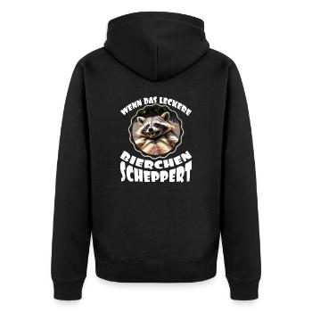Wenn das leckere Bierchen scheppert - Unisex Premium Bio Zip Hoodie - Schwarz - Hinten - Nico (187cm)