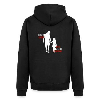 Der Chef die wahre Chefin Papa & Tochter - Unisex Premium Bio Zip Hoodie - Schwarz - Hinten - Nico (187cm)