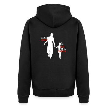 Der Chef die wahre Chefin Papa & Tochter - Unisex Premium Bio Zip Hoodie - Schwarz - Hinten - Nico (187cm)