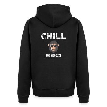 Chill Bro - Lustiger Affe mit coolem Spruch Gesche - Unisex Premium Bio Zip Hoodie - Schwarz - Hinten - Nico (187cm)