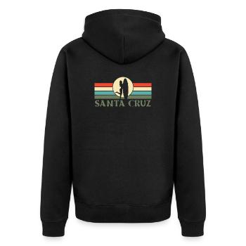 Santa Cruz, CA, California - Unisex Premium Organic Zip Hoodie - black - Back - Nico (187cm)