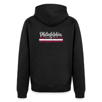 Vintage Philadelphia Retro Design - Unisex Premium Bio Zip Hoodie - Schwarz - Hinten - Nico (187cm)