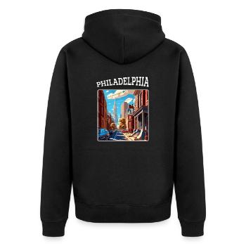 Vintage Philadelphia Retro Design - Unisex Premium Bio Zip Hoodie - Schwarz - Hinten - Nico (187cm)