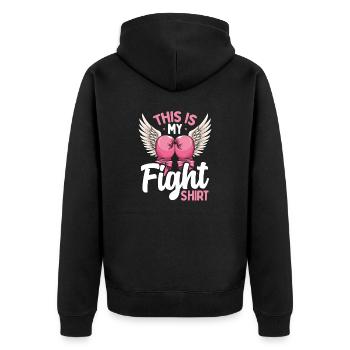 This is my fight Shirt - fight cancer - Unisex Premium Bio Zip Hoodie - Schwarz - Hinten - Nico (187cm)