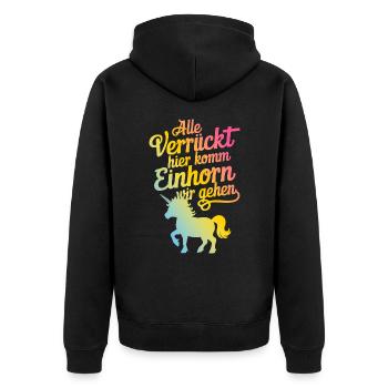 Unicorn Unicorns Mythical Creatures Mystical - Unisex Premium Organic Zip Hoodie - black - Back - Nico (187cm)