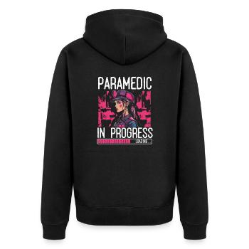 Paramedic in progress - Sanitäter, Notfallmedizin - Unisex Premium Bio Zip Hoodie - Schwarz - Hinten - Nico (187cm)
