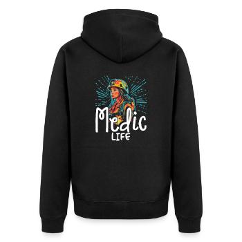 Paramedic - Sanitäter - Medic Life - Unisex Premium Bio Zip Hoodie - Schwarz - Hinten - Nico (187cm)