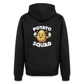 Potato Squad - Kartoffel - Unisex Premium Organic Zip Hoodie - black - Back - Nico (187cm)