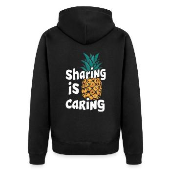 Ananas tropische hawaiianische Frucht - Unisex Premium Bio Zip Hoodie - Schwarz - Hinten - Nico (187cm)