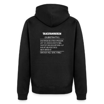 Wörterbuch Erklärung Taxifahrerin Held, Genie - Unisex Premium Bio Zip Hoodie - Schwarz - Hinten - Nico (187cm)