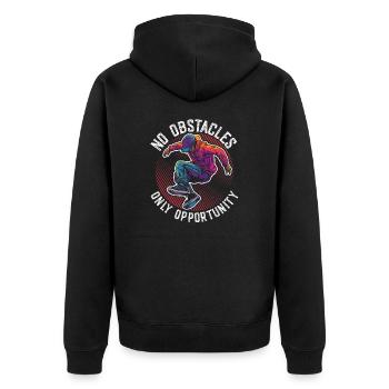 No Obstacles Only Opportunity Motivational Design - Unisex Premium Organic Zip Hoodie - black - Back - Nico (187cm)