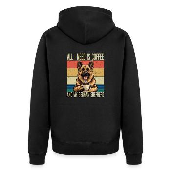Coffee and my German Shepherd - Unisex Premium Organic Zip Hoodie - black - Back - Nico (187cm)