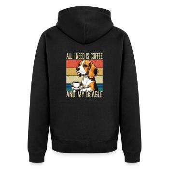 Coffee and my Beagle - Unisex Premium Organic Zip Hoodie - black - Back - Nico (187cm)
