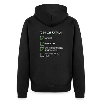To Do List for today - Unisex Premium Bio Zip Hoodie - Schwarz - Hinten - Nico (187cm)