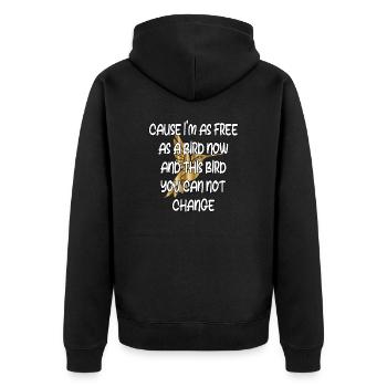 Free as a Bird: Unchanging Spirit - Unisex Premium Organic Zip Hoodie - black - Back - Nico (187cm)