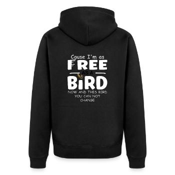 Free as a Bird: Unchanging Spirit - Unisex Premium Organic Zip Hoodie - black - Back - Nico (187cm)