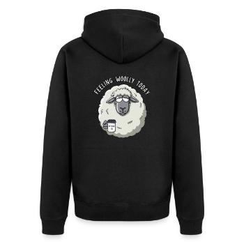 Feeling Woolly today - Unisex Premium Bio Zip Hoodie - Schwarz - Hinten - Nico (187cm)