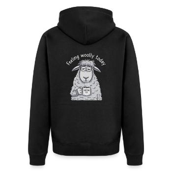 Feeling Woolly today - Unisex Premium Bio Zip Hoodie - Schwarz - Hinten - Nico (187cm)