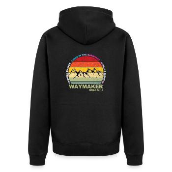 Waymaker Promise Keeper Miracle Worker Christian - Unisex Premium Organic Zip Hoodie - black - Back - Nico (187cm)