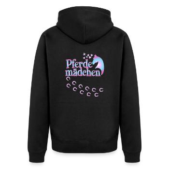 Pferdemädchen - Mädchen liebt Pferde - Unisex Premium Bio Zip Hoodie - Schwarz - Hinten - Nico (187cm)