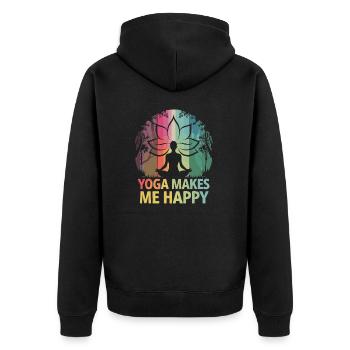 Yoga makes me happy - Unisex Premium Organic Zip Hoodie - black - Back - Nico (187cm)