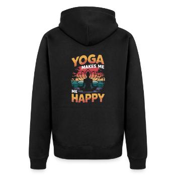 Yoga makes me happy - Unisex Premium Organic Zip Hoodie - black - Back - Nico (187cm)