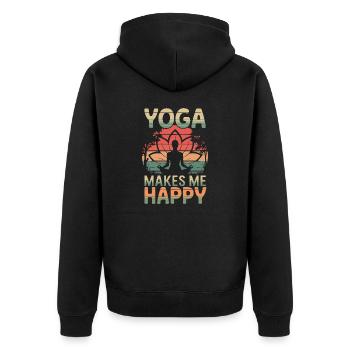 Yoga makes me happy - Unisex Premium Organic Zip Hoodie - black - Back - Nico (187cm)