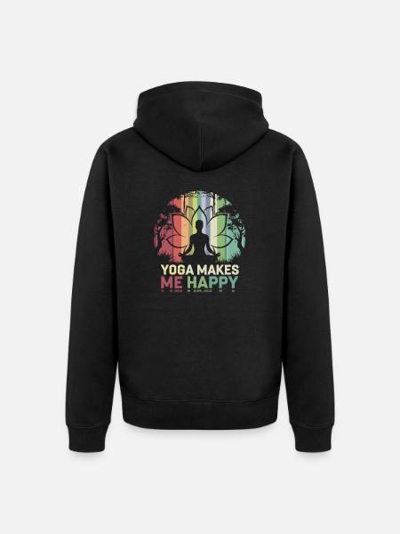 Yoga makes me happy - Unisex Premium Bio Zip Hoodie - Schwarz