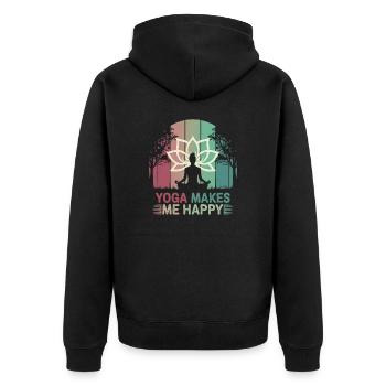 Yoga makes me happy - Unisex Premium Organic Zip Hoodie - black - Back - Nico (187cm)