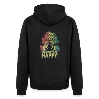 Yoga makes me happy - Unisex Premium Organic Zip Hoodie - black - Back - Nico (187cm)