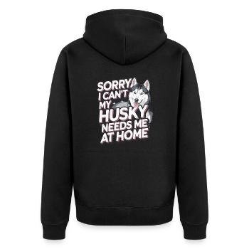 Je ne peux pas que mon Husky ait besoin de moi à la maison - Veste à capuche bio Premium Unisexe - noir - Dos - Nico (187cm)