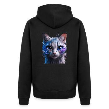 Space Cat - Unisex Premium Organic Zip Hoodie - black - Back - Nico (187cm)