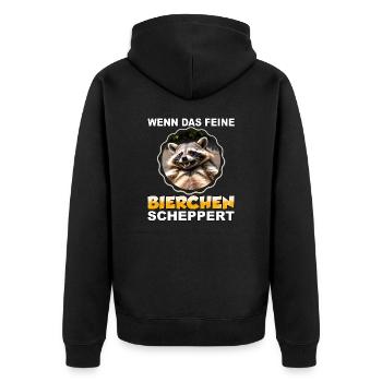 Wenn das feine Bierchen scheppert - Unisex Premium Bio Zip Hoodie - Schwarz - Hinten - Nico (187cm)