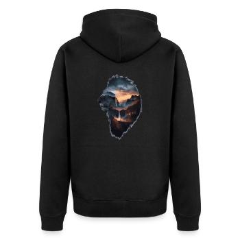 Lion Randonnée Lion Randonnée design - Veste à capuche bio Premium Unisexe - noir - Dos - Nico (187cm)
