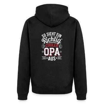 So sieht ein richtig cooler Opa aus - Unisex Premium Bio Zip Hoodie - Schwarz - Hinten - Nico (187cm)
