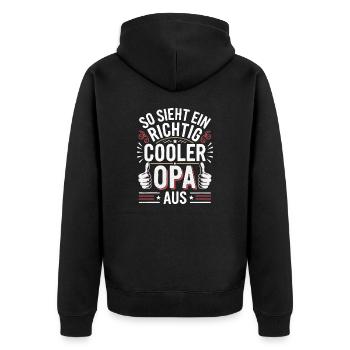 So sieht ein richtig cooler Opa aus - Unisex Premium Bio Zip Hoodie - Schwarz - Hinten - Nico (187cm)