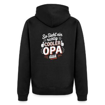 So sieht ein richtig cooler Opa aus - Unisex Premium Bio Zip Hoodie - Schwarz - Hinten - Nico (187cm)