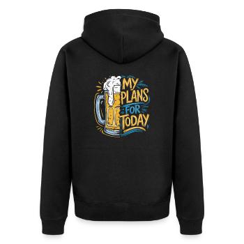 Bier - meine Pläne für heute - Unisex Premium Bio Zip Hoodie - Schwarz - Hinten - Nico (187cm)
