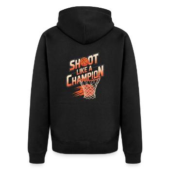 Basketball Shoot like a Champion - Unisex Premium Organic Zip Hoodie - black - Back - Nico (187cm)