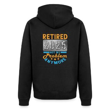 Retired 2025 - Endlich in Rente - Unisex Premium Bio Zip Hoodie - Schwarz - Hinten - Nico (187cm)
