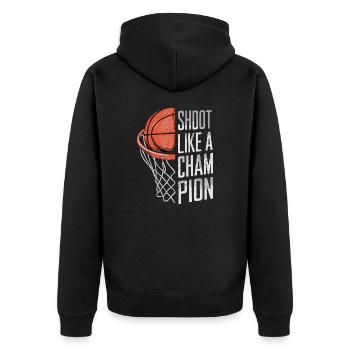 Basketball Shoot like a Champion - Unisex Premium Organic Zip Hoodie - black - Back - Nico (187cm)