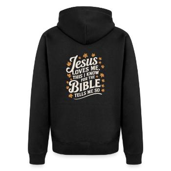 Jesus loves me this I know for the bible - Unisex Premium Bio Zip Hoodie - Schwarz - Hinten - Nico (187cm)