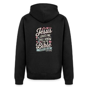 Jesus loves me this I know for the bible - Unisex Premium Bio Zip Hoodie - Schwarz - Hinten - Nico (187cm)