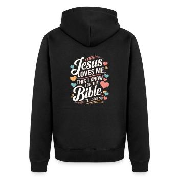 Jesus loves me this I know for the bible - Unisex Premium Bio Zip Hoodie - Schwarz - Hinten - Nico (187cm)