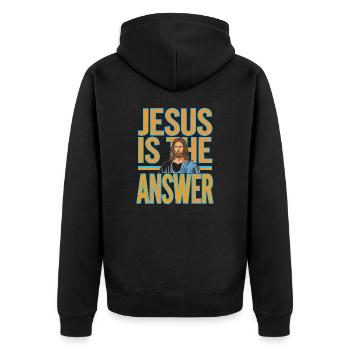 Jesus is the answer - Jesus ist die Antwort - Unisex Premium Organic Zip Hoodie - black - Back - Nico (187cm)