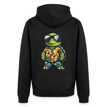 Turtle Comic Funny Summer - Unisex Premium Organic Zip Hoodie - black - Back - Nico (187cm)