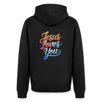 Jésus vous aime ! - Veste à capuche bio Premium Unisexe - noir - Dos - Nico (187cm)