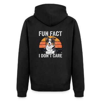 Funny Collie Design Fun Fact I Don't Care Dog - Unisex Premium Organic Zip Hoodie - black - Back - Nico (187cm)